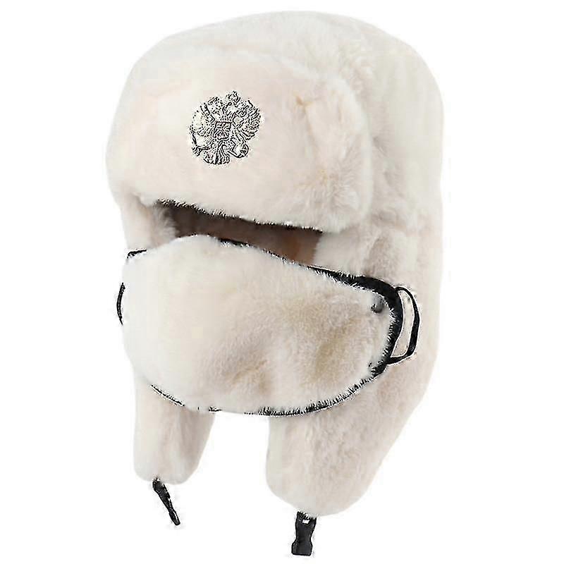 WXHWinter Russian Fur Warm Hat Plush Badge