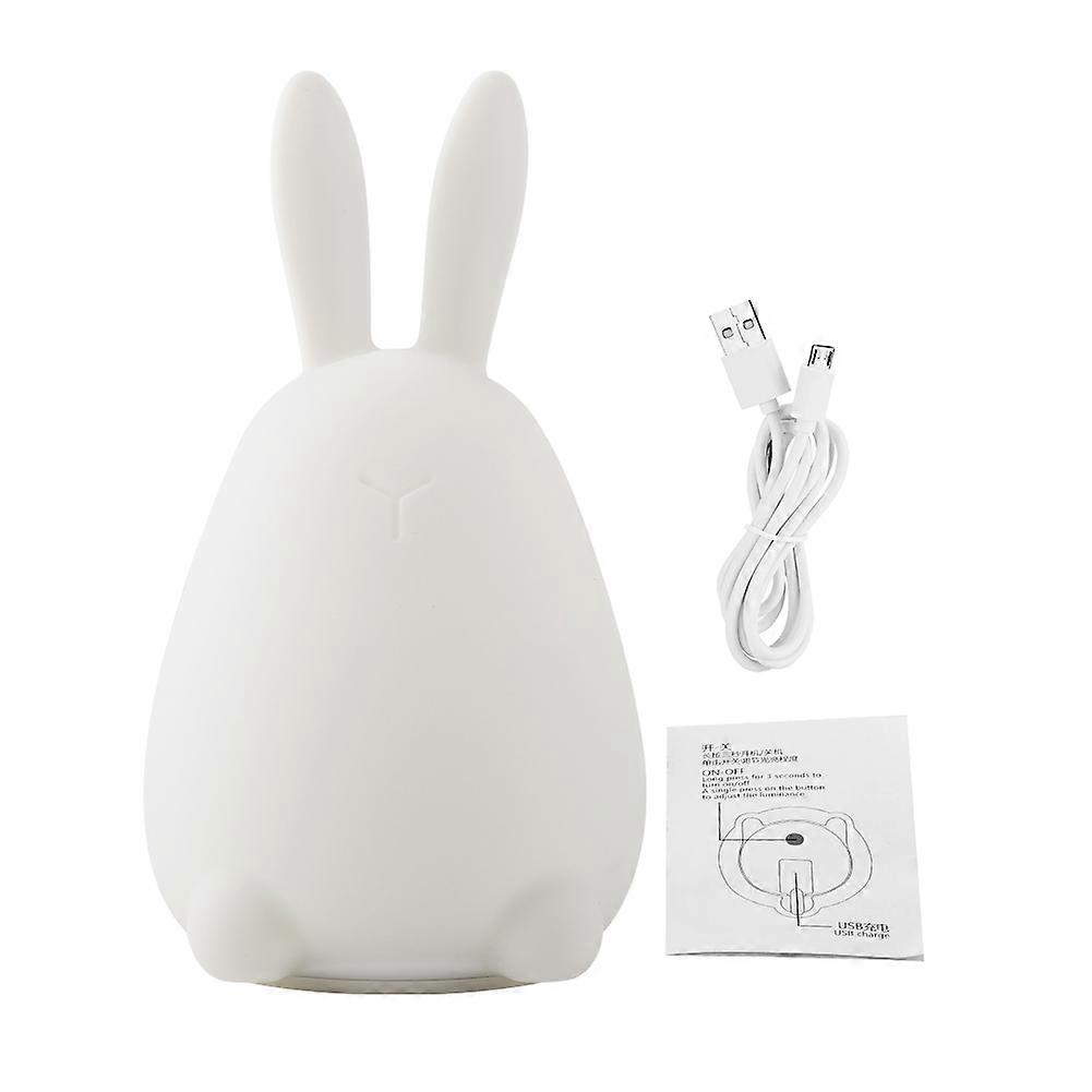 Cute Bunny Shape Silicone Multi-color LED Rechargeable Night Lamp Mini Reading Light