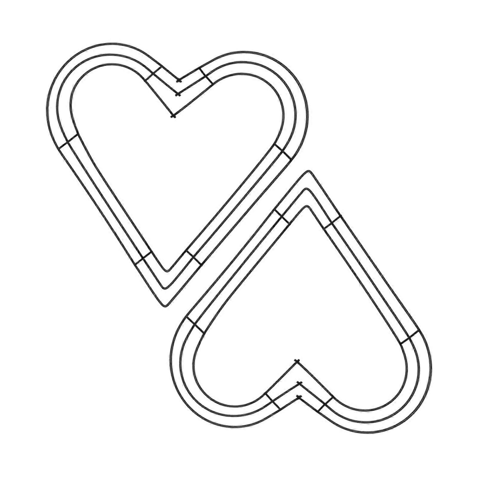 2x Valentines Day Decoration Heart Wire Wreath Frame for Front Door New Year 30cm Black