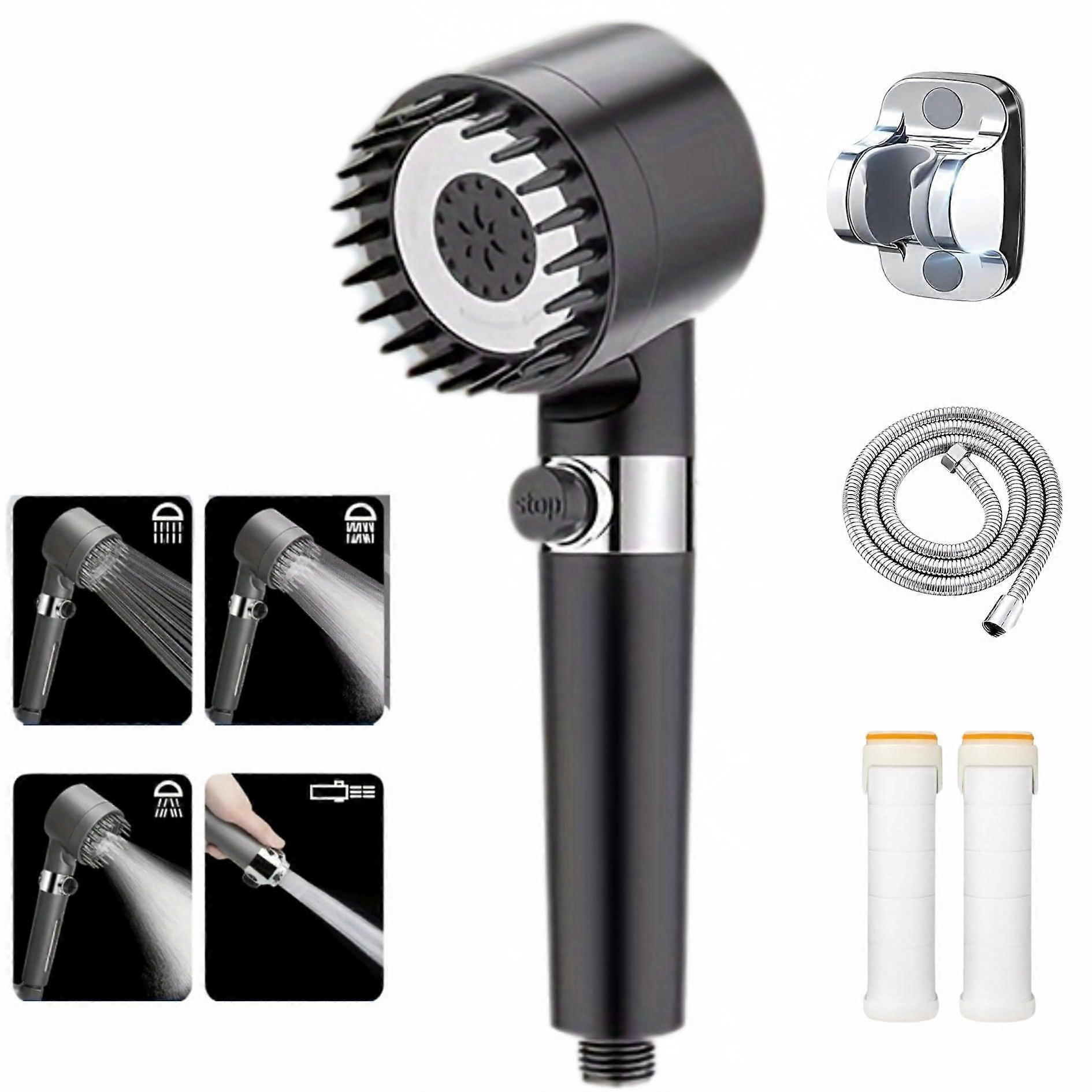 3-Mode High Pressure Shower Head with Matte Black Anti-Mat Coating, Water Efficient Design and Hard Water Filter