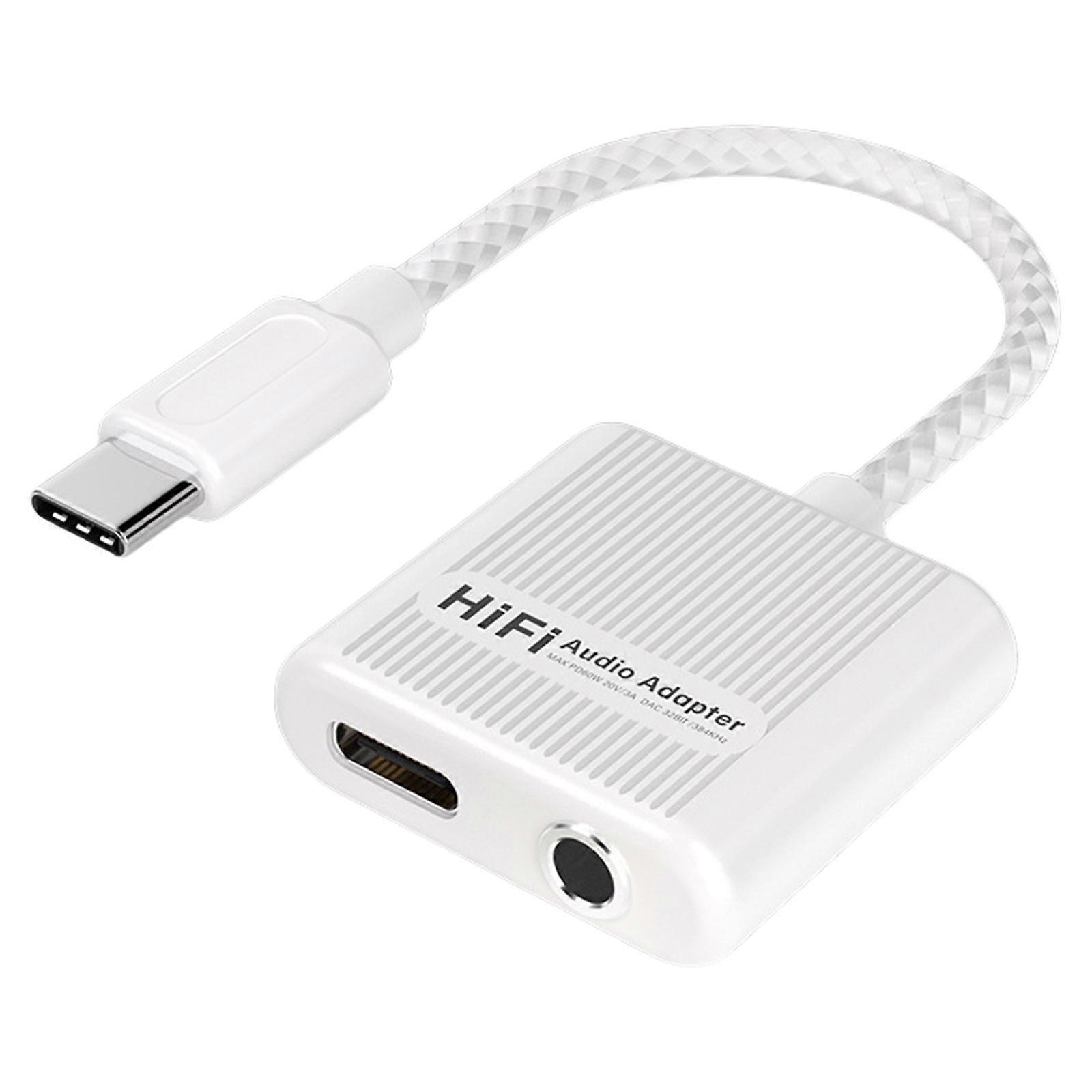 Type C Headsets Converters USB C to 3.5mm Headphone With Advanced 32bit/384kHz Decoding Quick Charging For Mobile Device