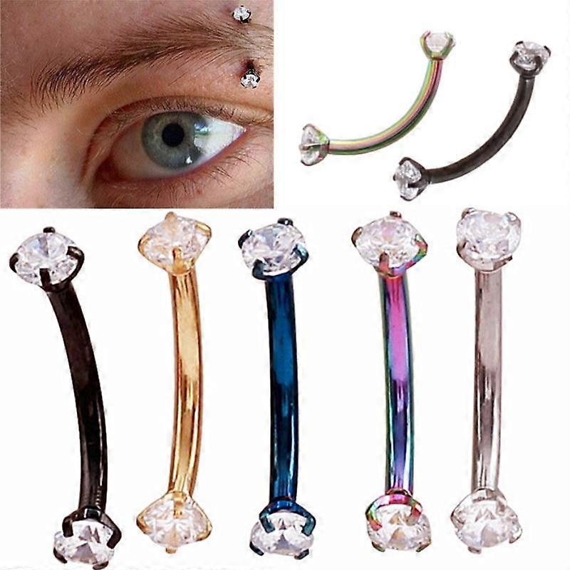 5 Colors Glitter Diamonds Eyebrow Piercing Body Piercing Jewelry Eyebrow Tragus Bar Piercing Curved