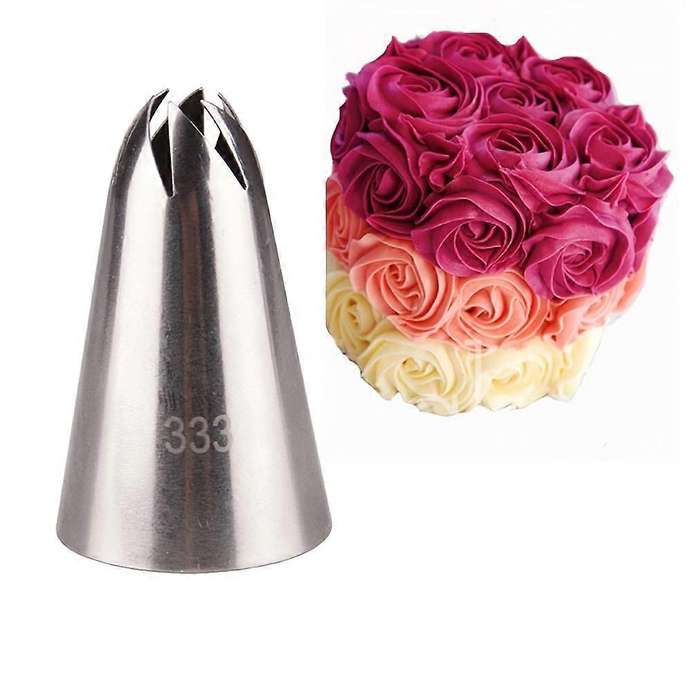Stainless Steel #333 Piping Tip - 6-Prong Rotating Flower Nozzle for Cake Decorating, DIY Baking Tool, Silvery