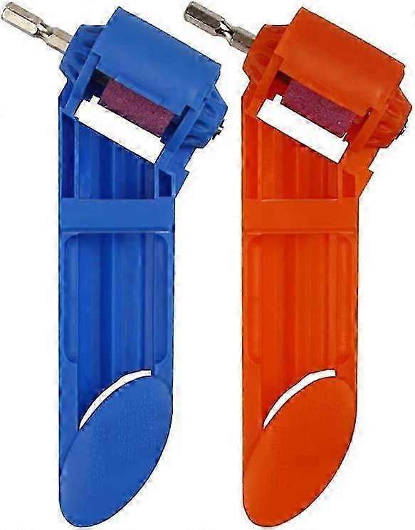 2Pcs Drill Bit Sharpener,Corundum Drill Bit,Portable Drill Bit Sharpening Tool,Made of High Quality ABS Plastic and Brown Corundum Grinding Wheel(Blue