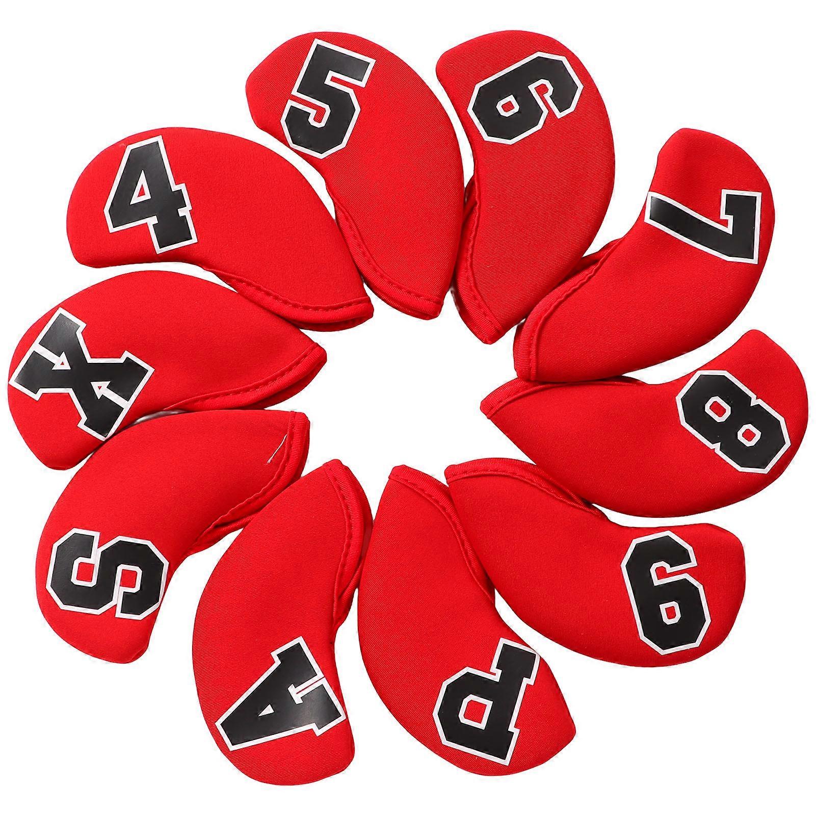 10 Pack Neoprene Golf Iron Head Covers, Red