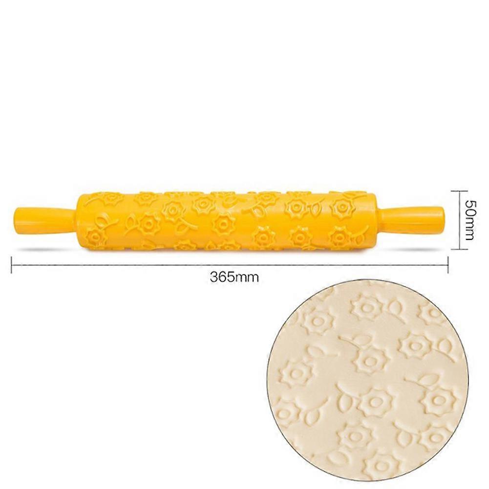 Plastic Non Stick Fondant Rolling Portable Embossed Rolling Pin Fondant Pastry Cake Decorating Tool
