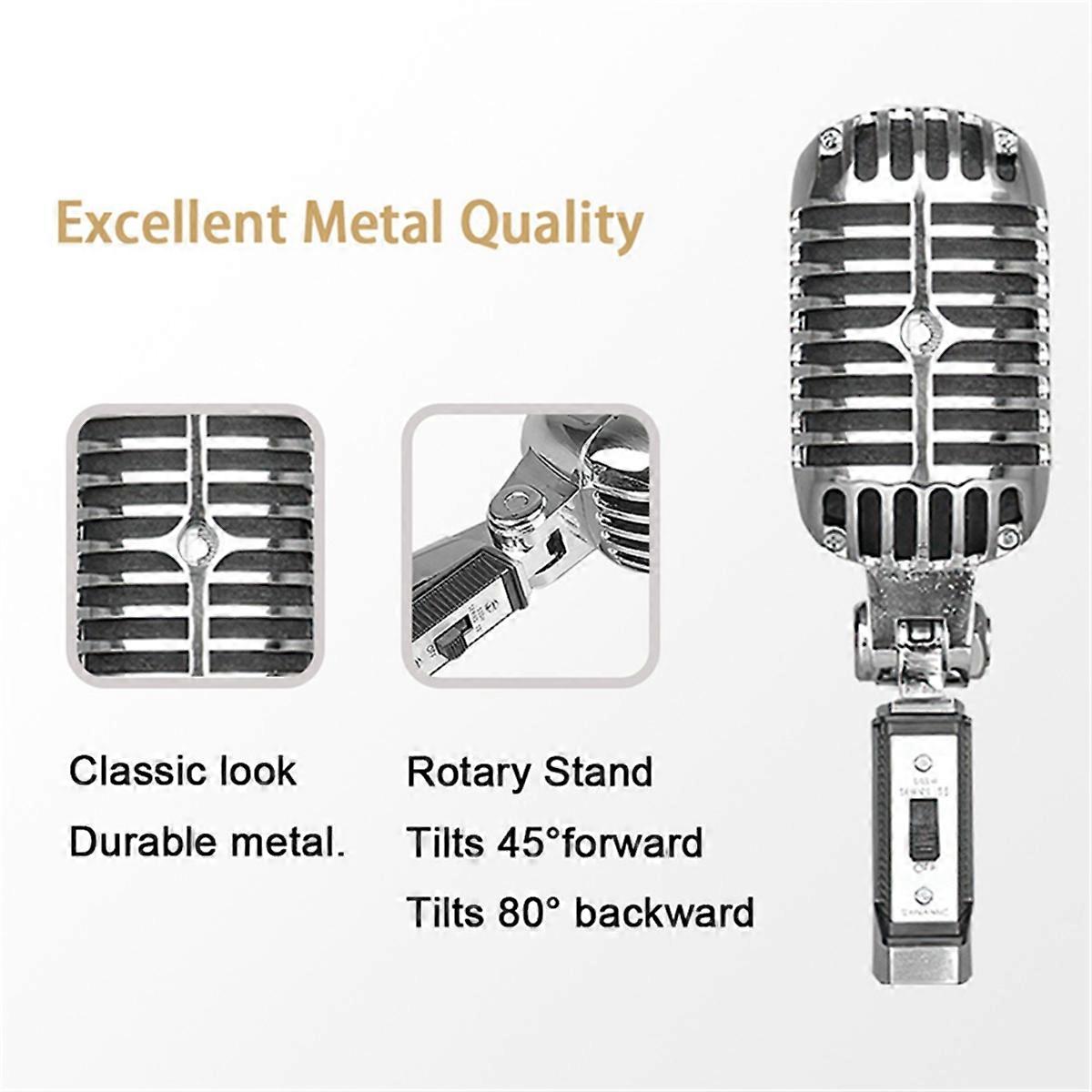 Vintage Metal Microphone for 55SH Classic Dynamic Wired Handheld Mic Microphone for Live Recording K