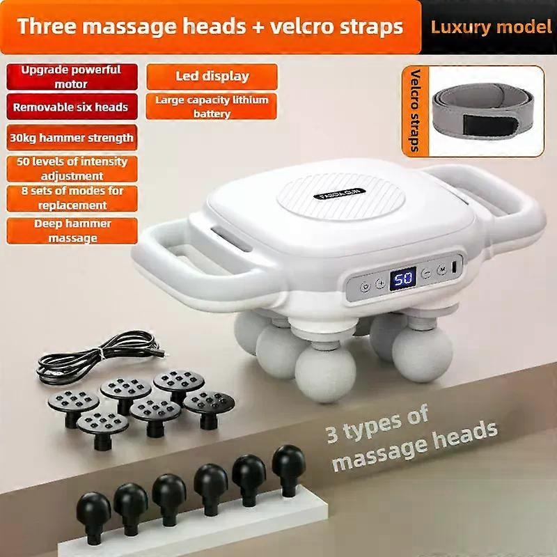Six-head Fascia Massage Gun Full Body Deep Massage Electric Wireless Massager Home High Frequency Muscle Vibration Relaxation