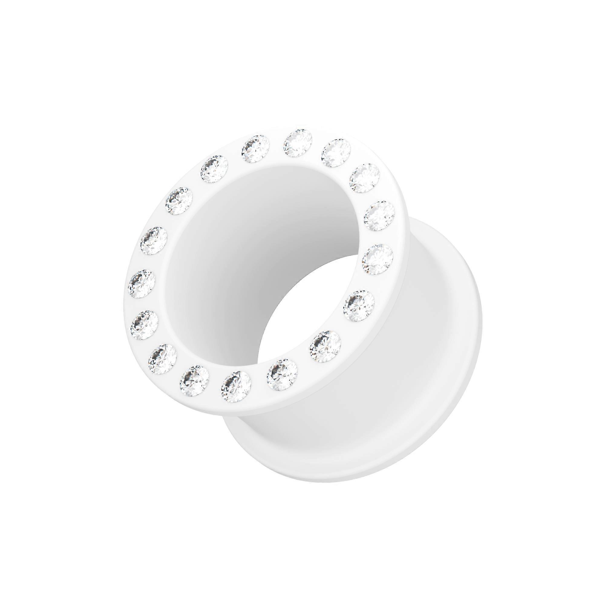Multi Jewelled Milk White Silicone Ear Tunnel