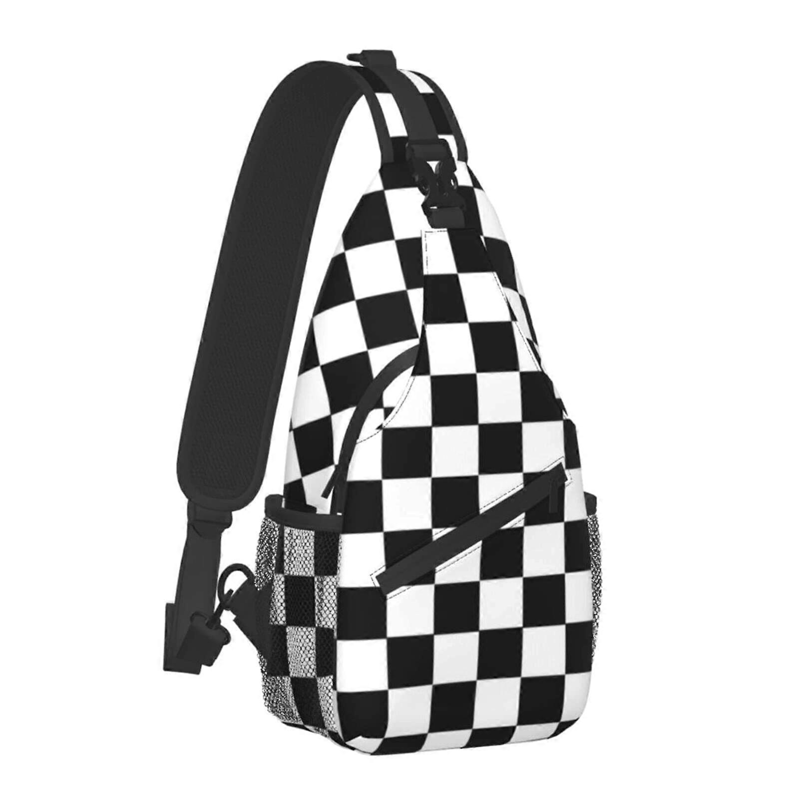 Cool Checkered Plaid Anti-Theft Sling Bag for Travel Casual Use, Unbalanced Design, Lightweight, Durable Material