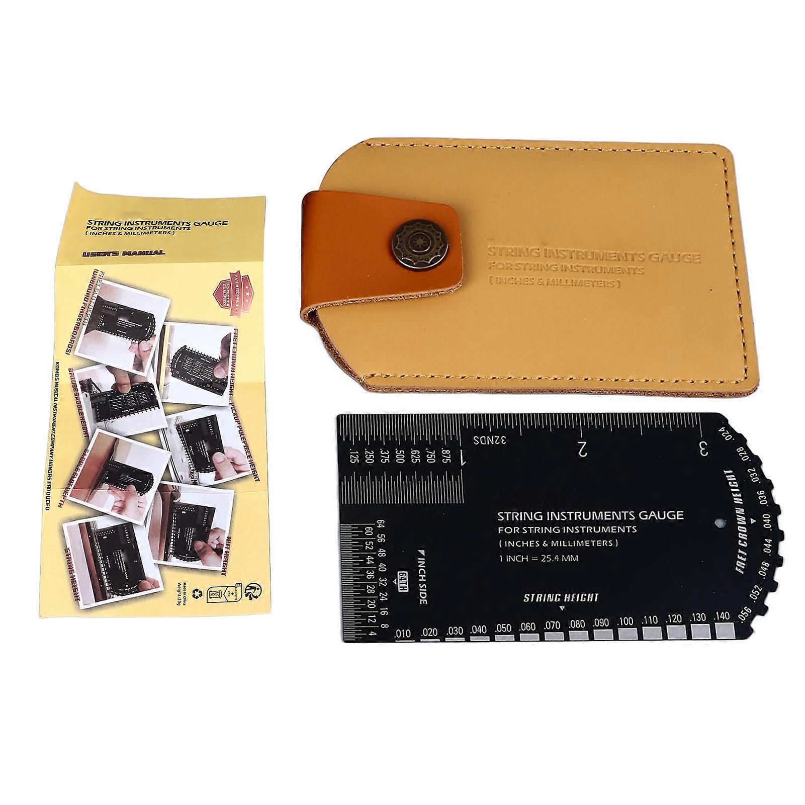 String Action Gauge Ruler Stainless Steel Accurate Multifunctional Guitar Set Up Gauge