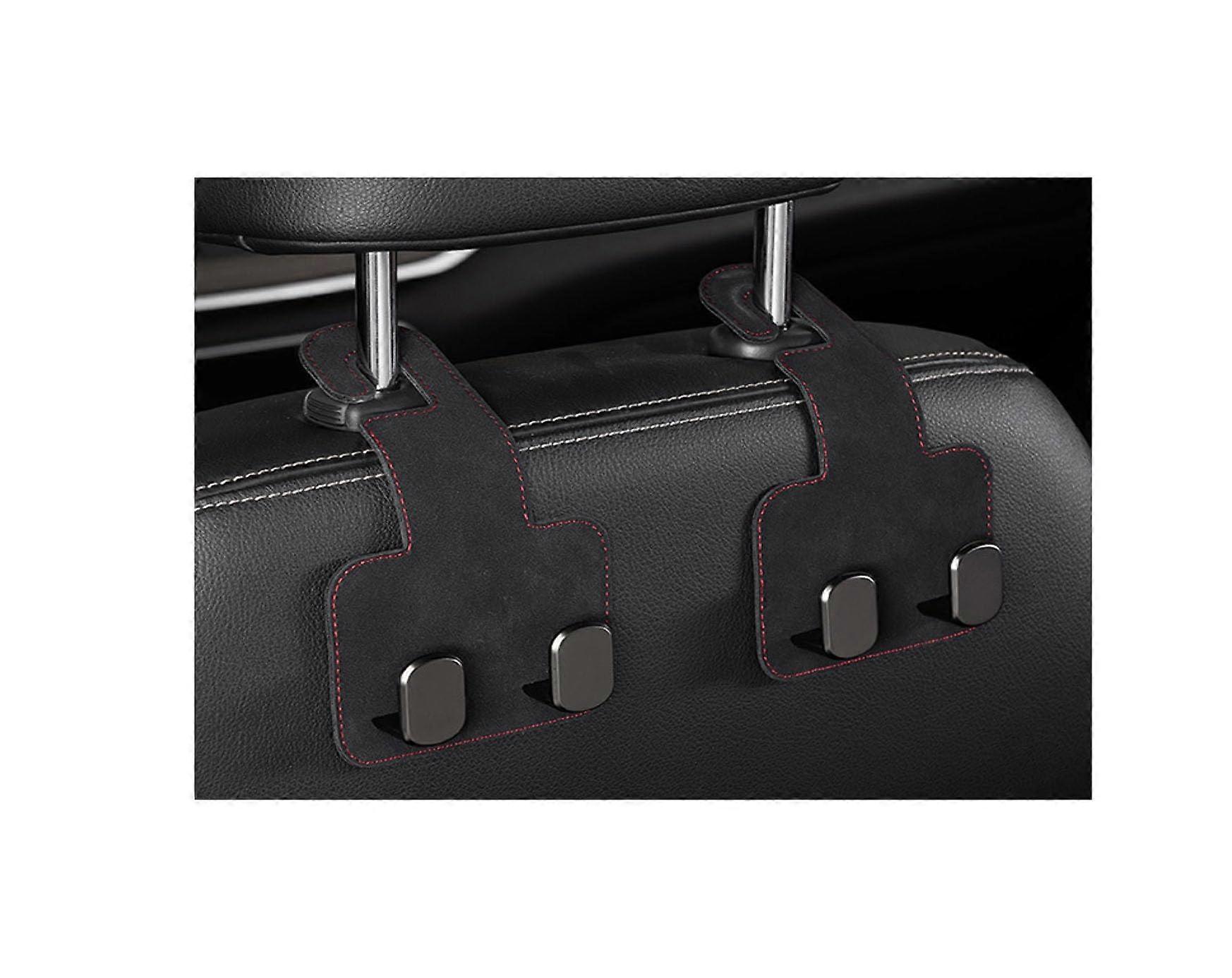 Car Seat Back Hooks, Double Hooks for Organizing Bags, 2-Pack Black Car Accessories for Small Item Storage