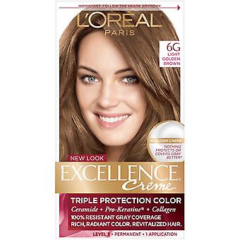 L'oreal Paris Excellence Creme Permanente Haarfarbe mit dreifachem Schutz, 6 g Helles Goldbraun, 1 Packung