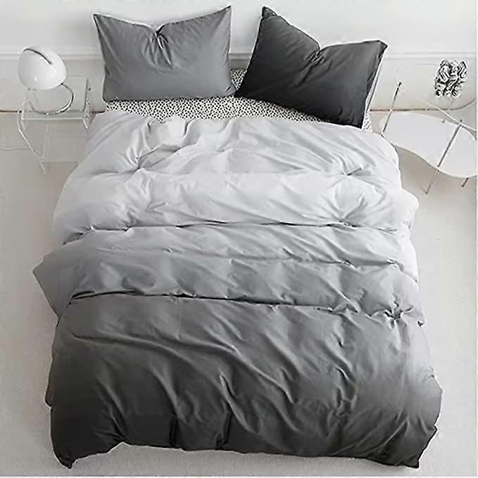 California King Comforter Set Dark Grey Gradient Light Gray Silver Charcoal for Men Bedding