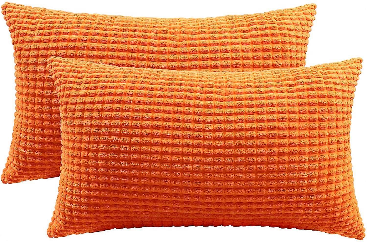 Corduroy Fabric Pillow Cover, Decorative Granulas Design with Tight Zigzag Over-Lock Stitches for Easy Care and Wide Applications (Set Of 2)