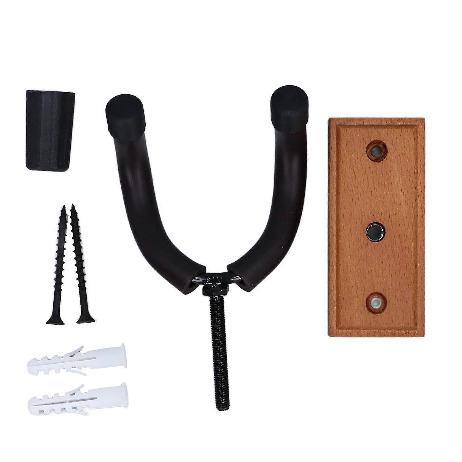 Guitar Wall Mount Hanger Neck Bracket Hook Holder for Musical Instruments Square Beech Walnut Color Durable Wood