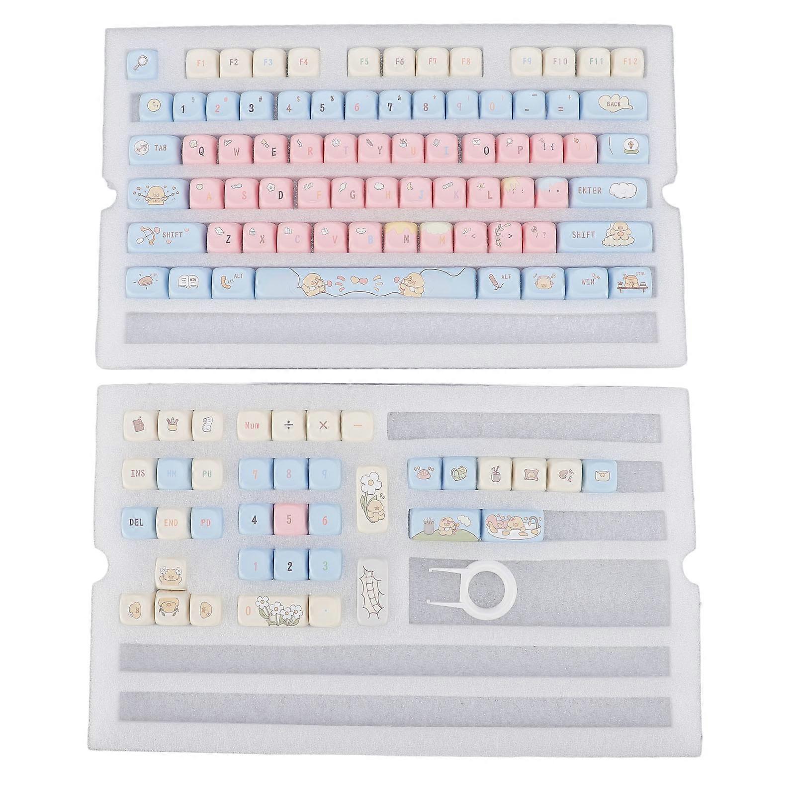 PBT 112 Key Set Custom Keyboard Keycaps Full 5 Sided Dye Sublimation Cute for Most Mechanical Keyboards