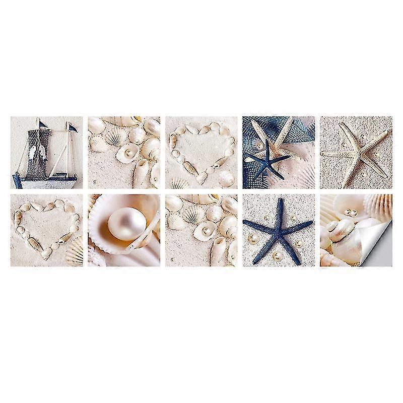 10kpl simpukankuori meritähti laattatarrat vedenpitävä itseliimautuva irrotettava koristeellinen DIY öljynkestävä seinätarra kodin sisustus