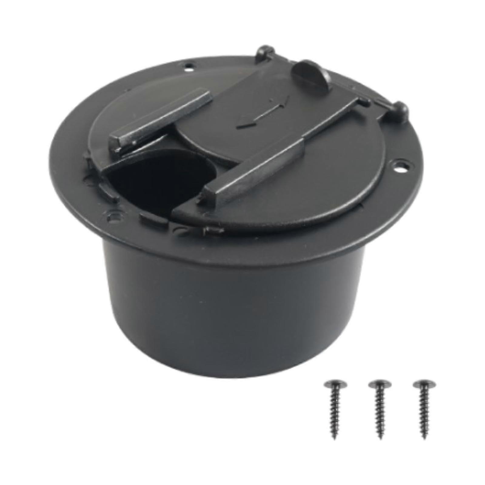 Electric Cable Hatch Power Cord Hatch Cover Round Replace Sturdy Parts Door Hardware RV Accessories, Black