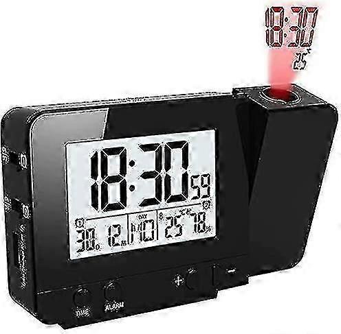 Relógio digital do despertador de projeção com projeção de temperatura do tempo
