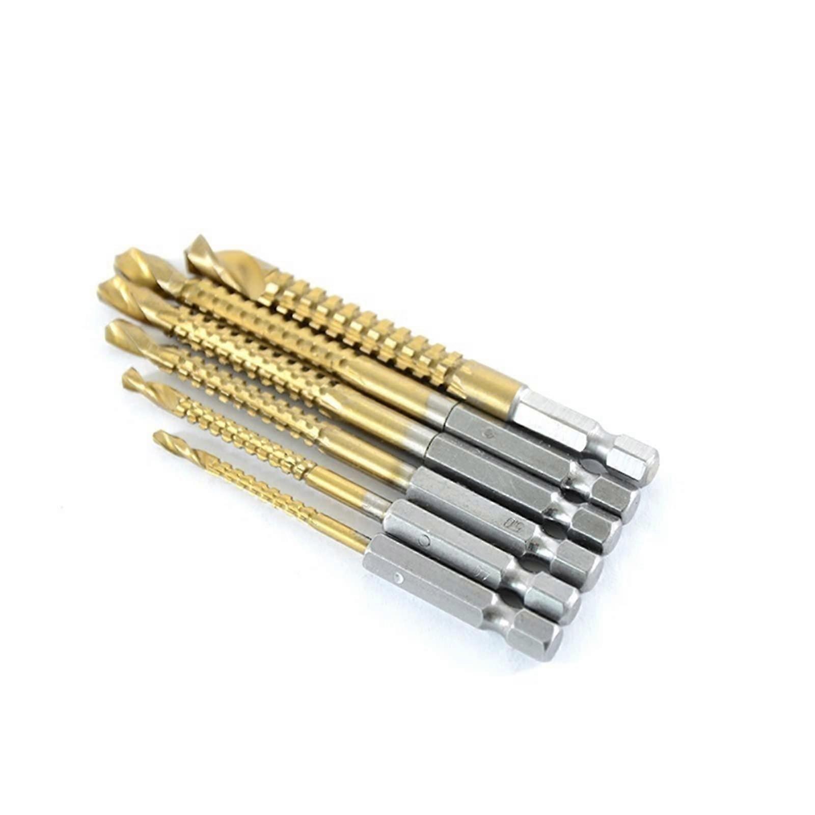 6PCS 38mm Saw Drill Bit HSS Composite Screw Tap Carpenter Woodworking Plastic Metal Hole Grooving Tools Quick Change Hex Shank (Color : 5mm(1PC))