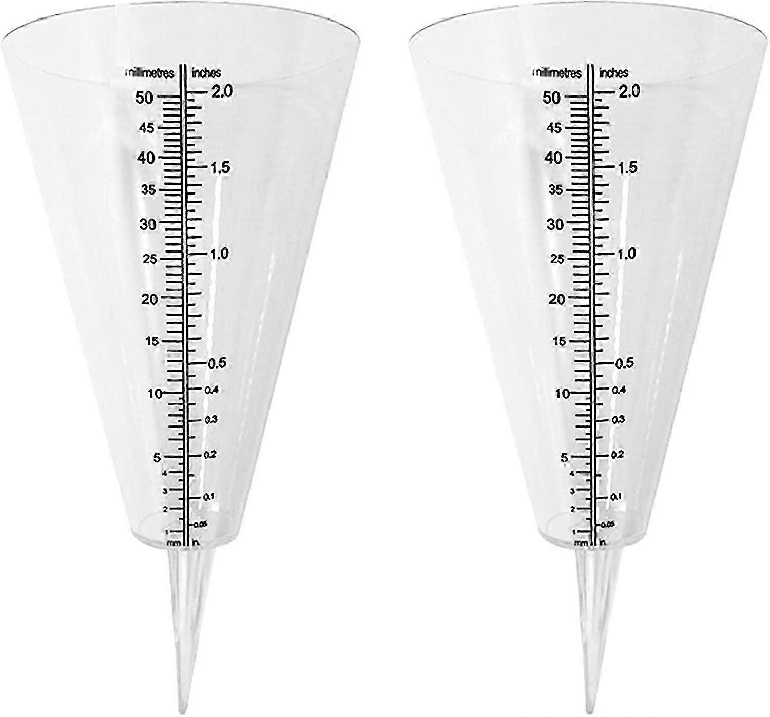 Rain Gauge, Outdoor, 2 Clear Cone Rain Gauge With Double Scale