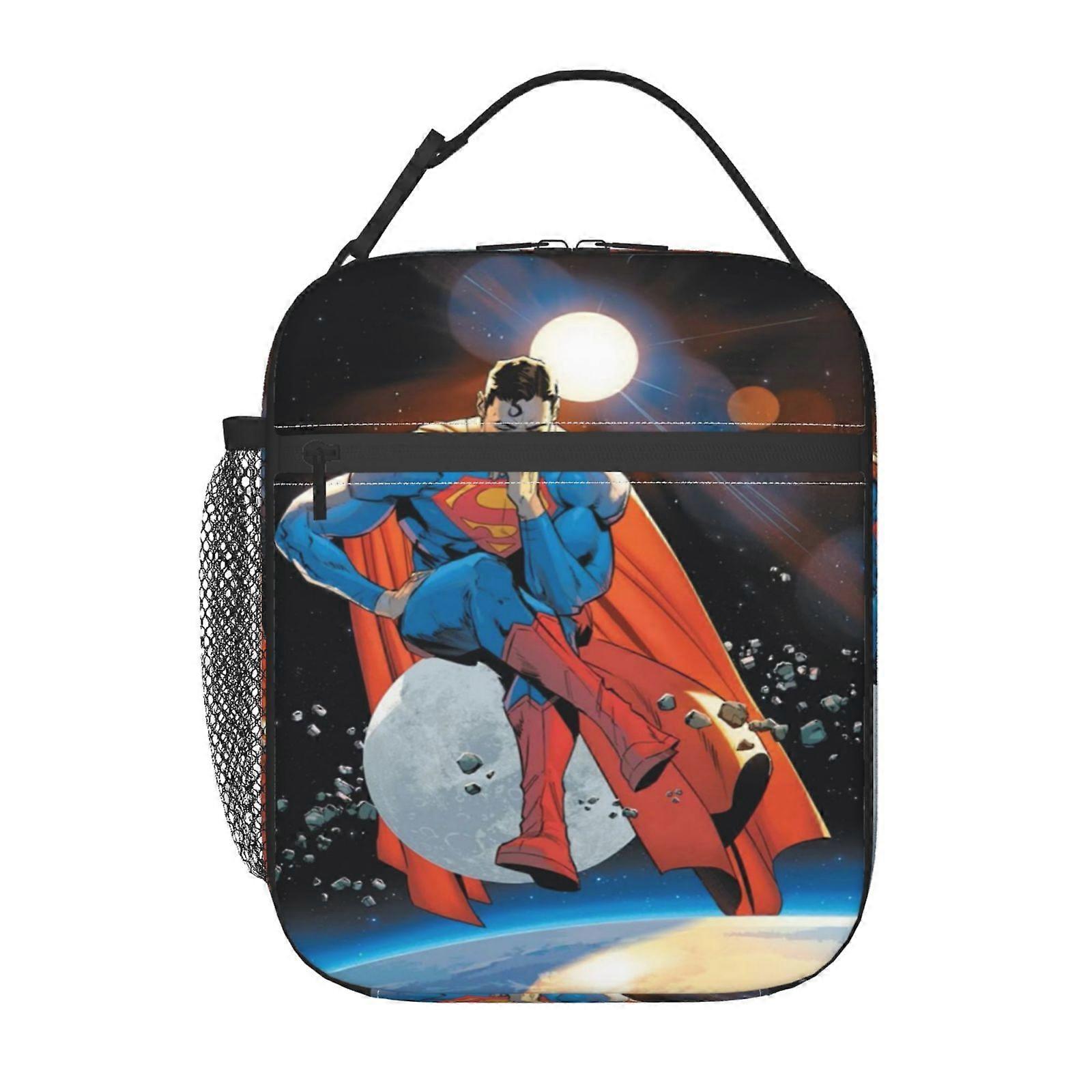 e147 Superman Lunch Bag with Removable Divider Panels, Customizable Interior Space for Different Meal Types d147