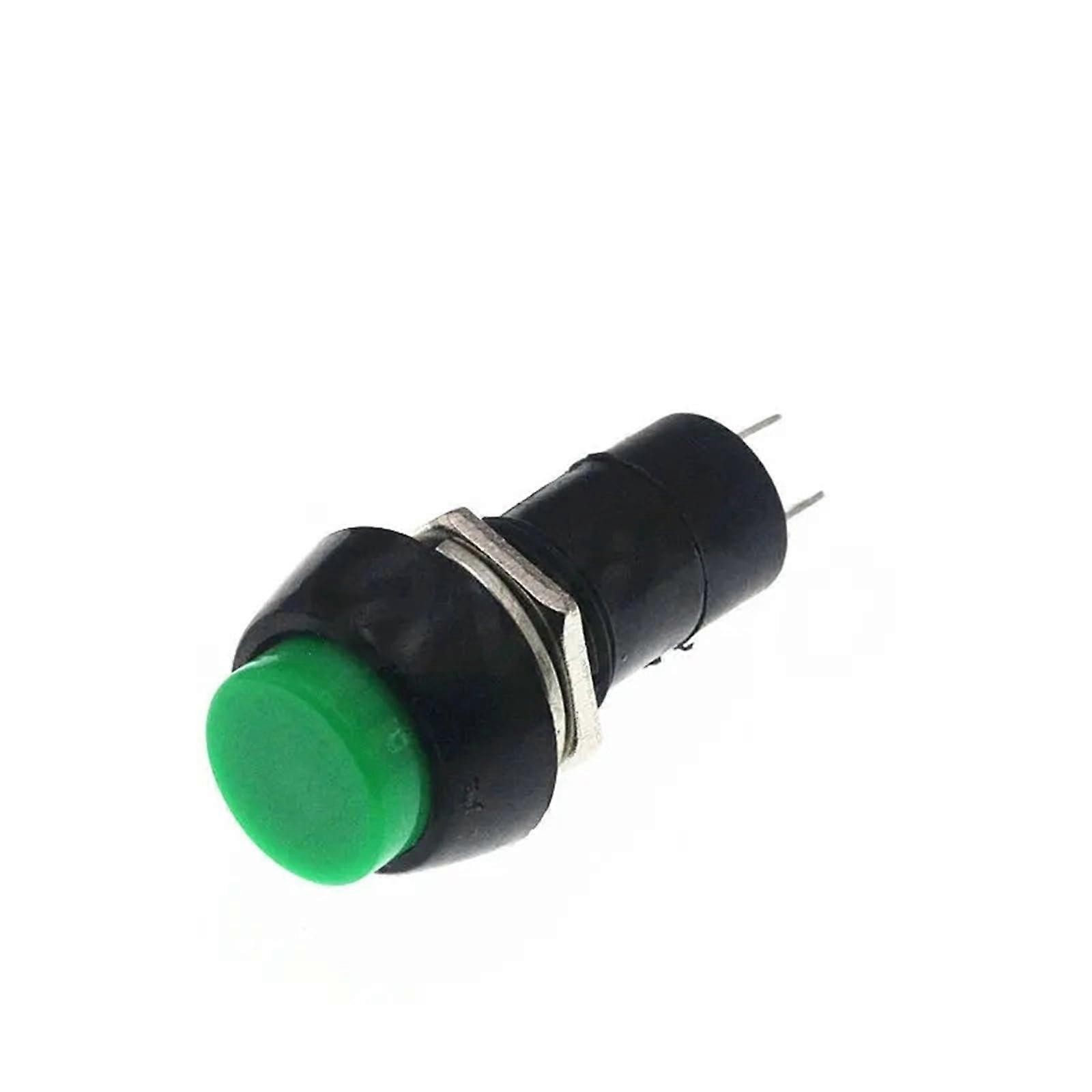 PBS-11A PBS-11B 12mm Self-Locking Plastic Push Button Switch, Latching 3A 250V AC 2 Pin for Electronics (Green)