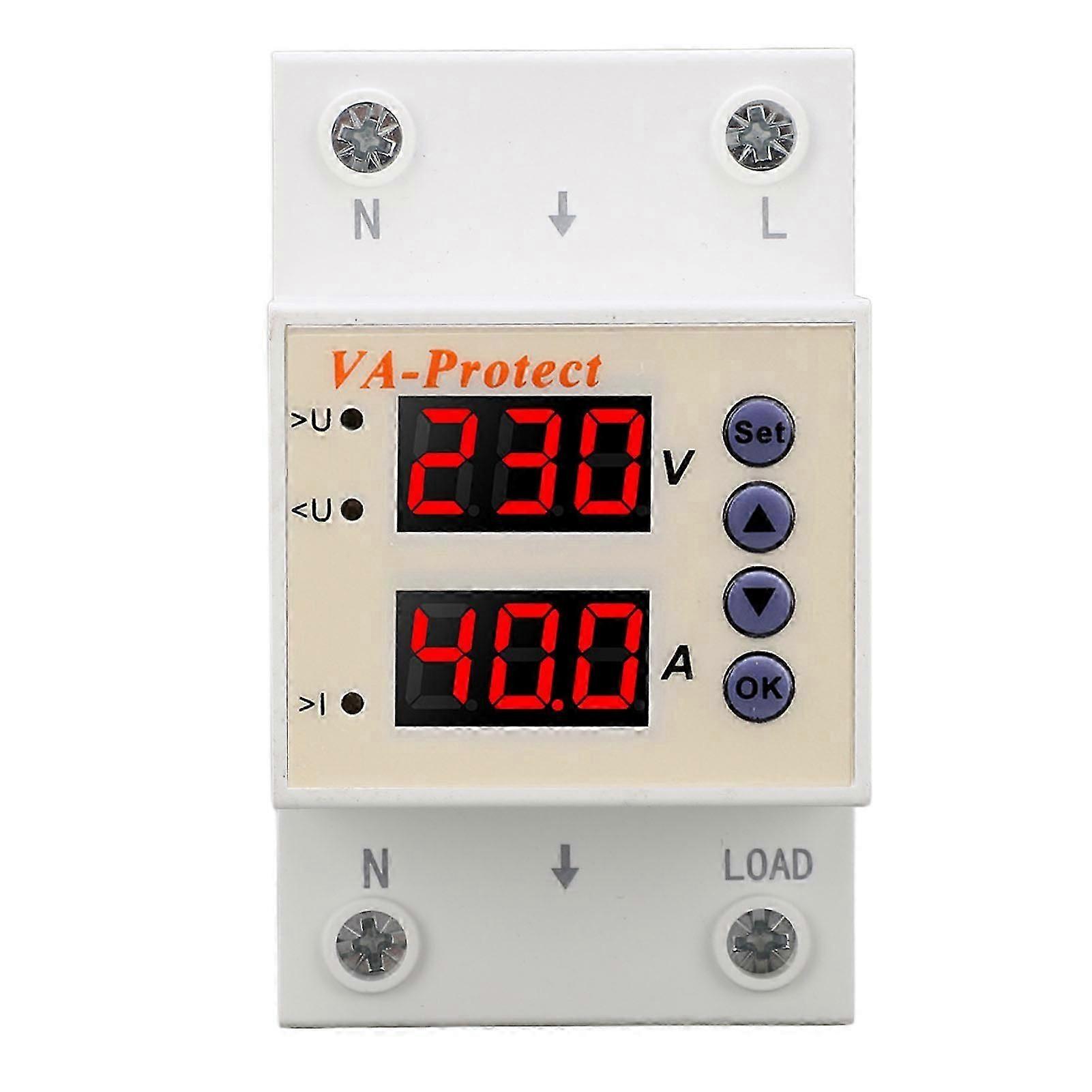 AC220V Over Under Voltage Protector Self Recovery Adjustable Home Leakage Protection Circuit Breaker 40A