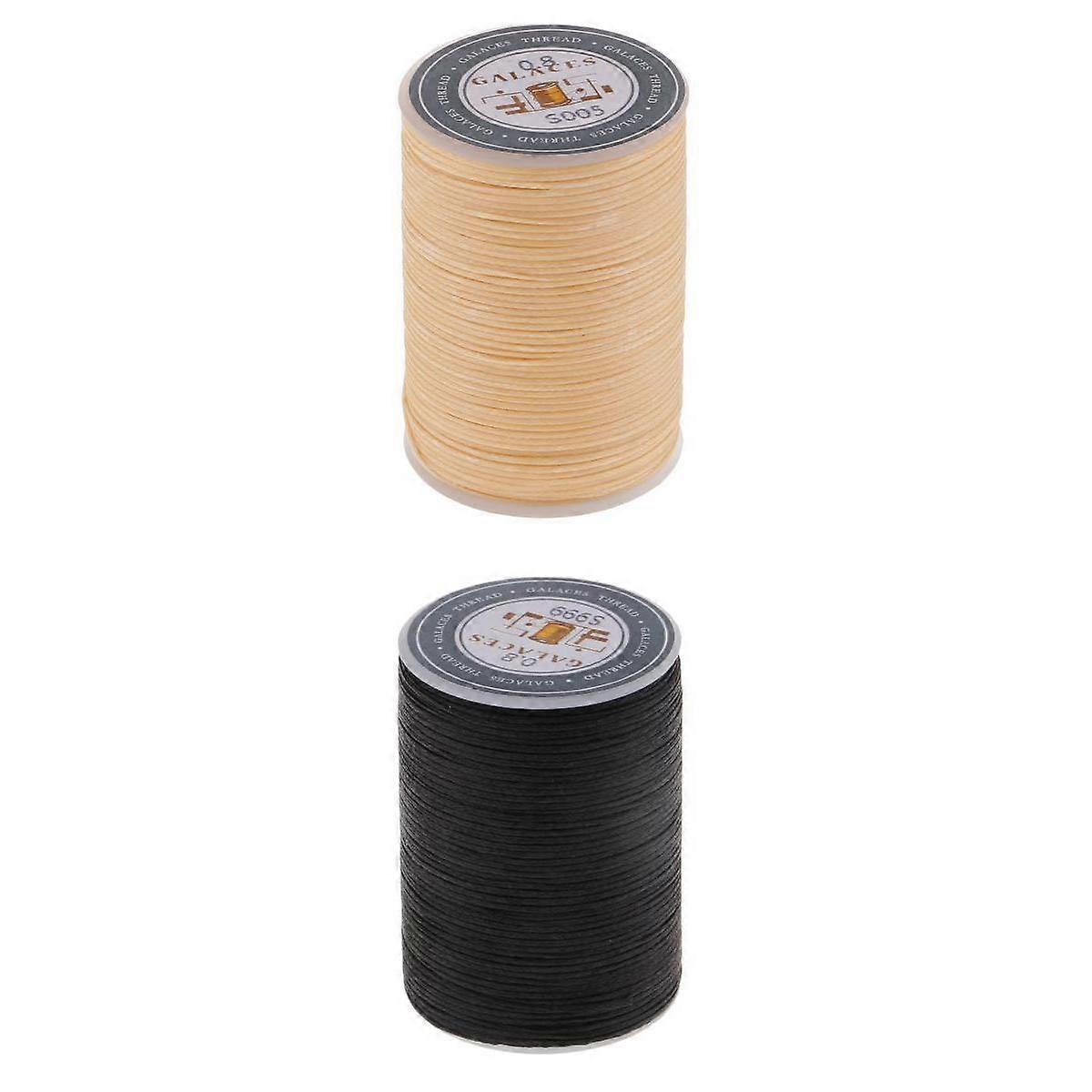 2 Rolls 0.8mm Flat Waxed Polyester Yarn for Craft Making
