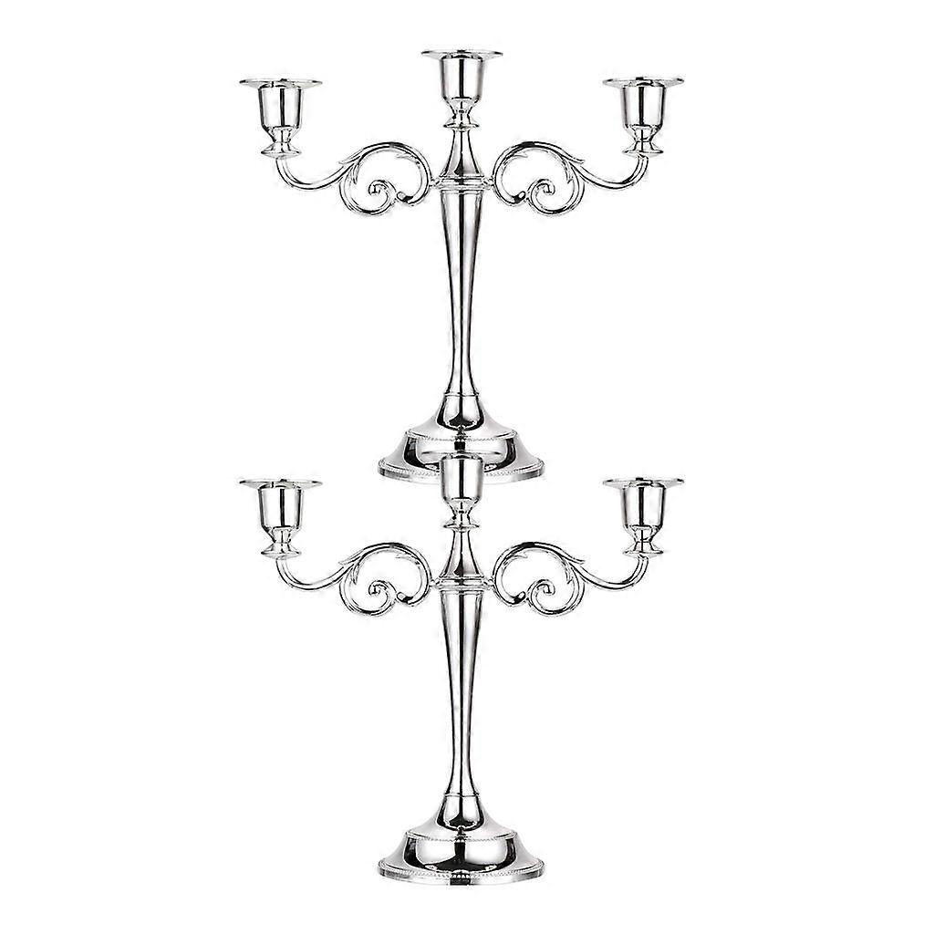 2Pcs 3 Candle Holder Candelabra Candlestick 26cm ()