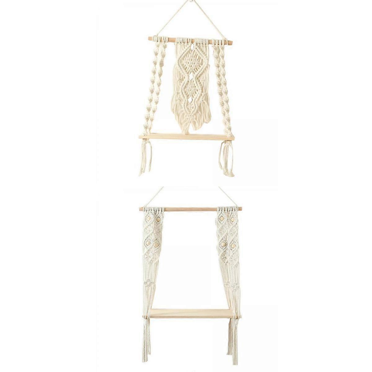 2pcs Macrame Tassel Tapestry Wall Hanging Shelf Chic for Nursery Decor