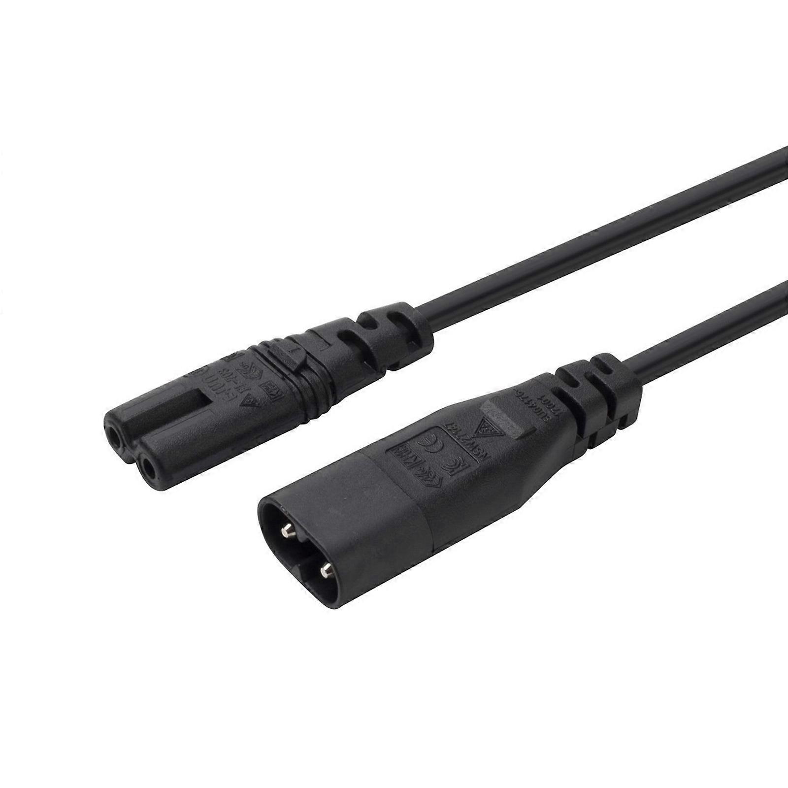 11.8" Male to Female C7 to C8 Power Adapter Cord IEC320 C7 2Pin to IEC320 C8 2Pin Conversion Cable Line for Camera