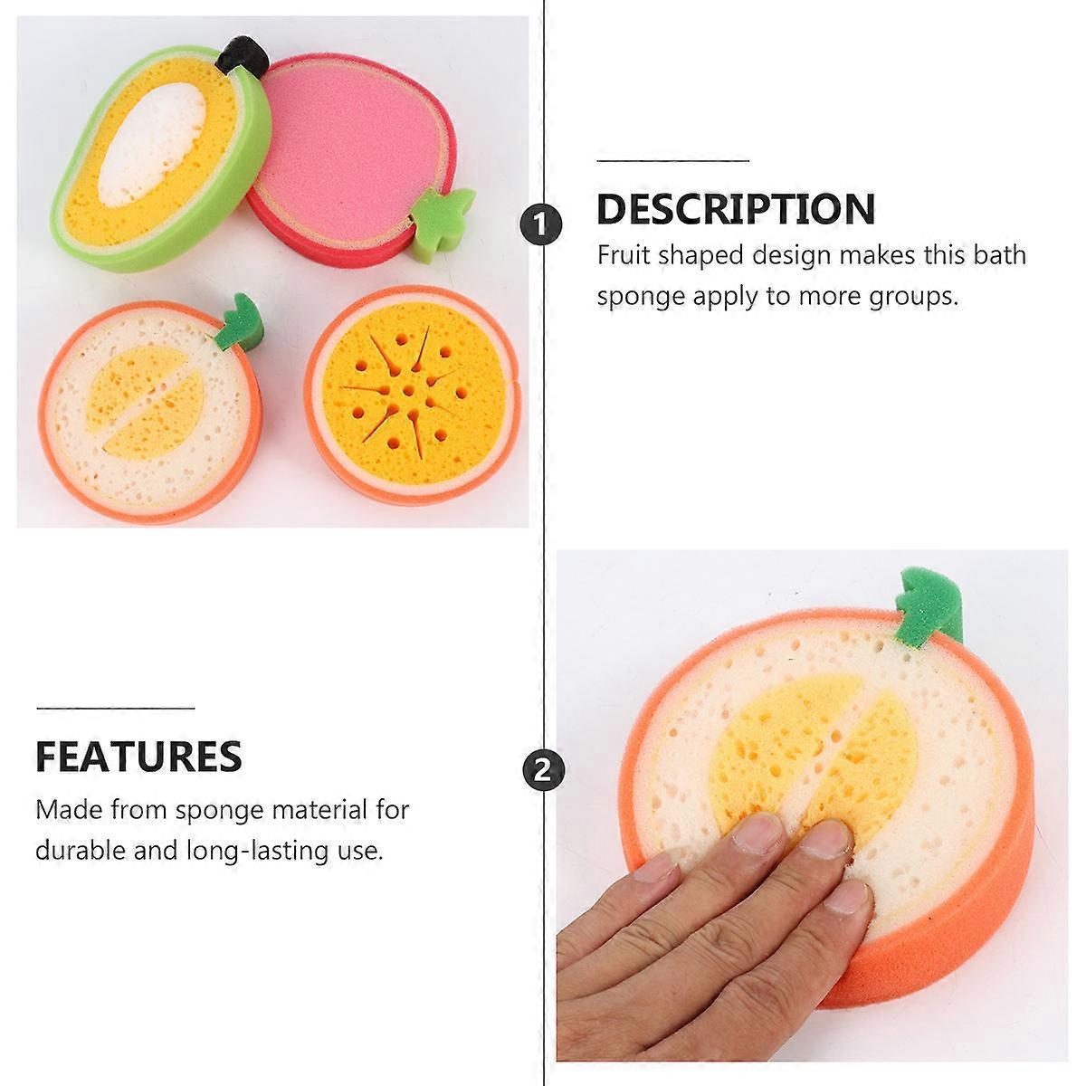 8PCS Fruit Shaped Bath Scrubbers Mango, Orange, Melon & Strawberry Shapes for Shower & Bath Exfoliation