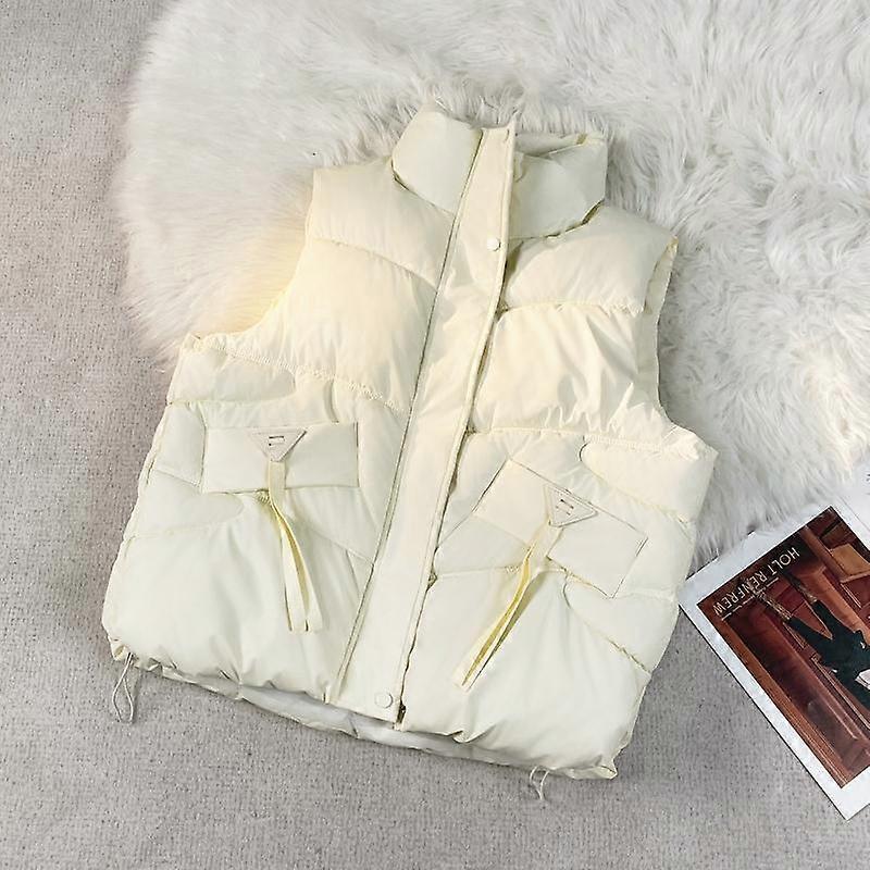 Women's Loose Fit Stand Collar Sleeveless Down Vest For Autumn And Winter