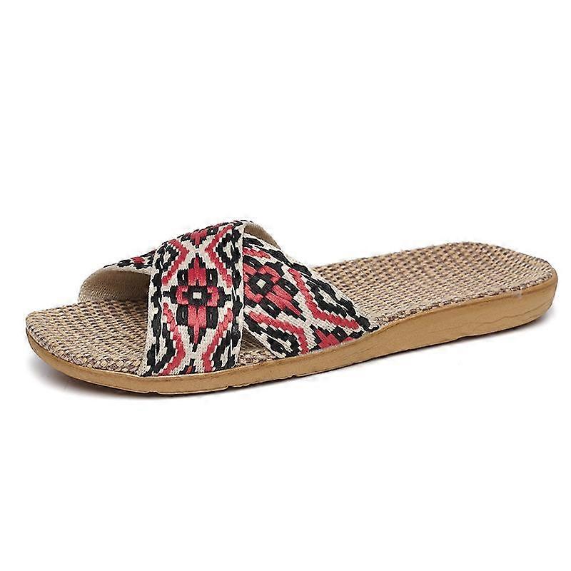 Simple Linen Sole Shoes Casual Open Toe Slip On Shoes Comfortable Indoor Home Slippers