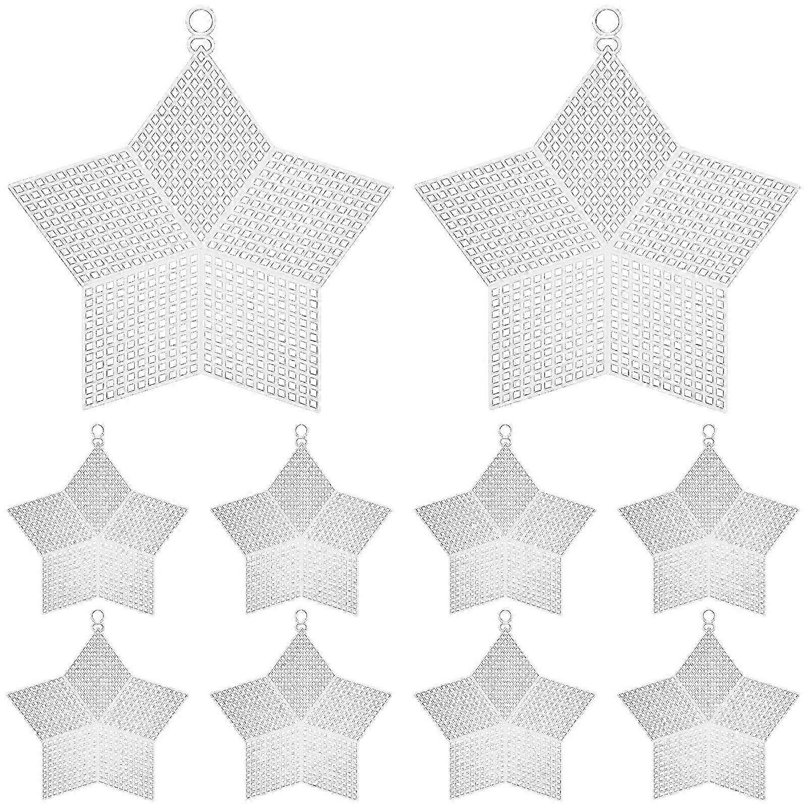 10stk hvide plastnetplader til broderi håndværk DIY, stjerneform 14x12cm