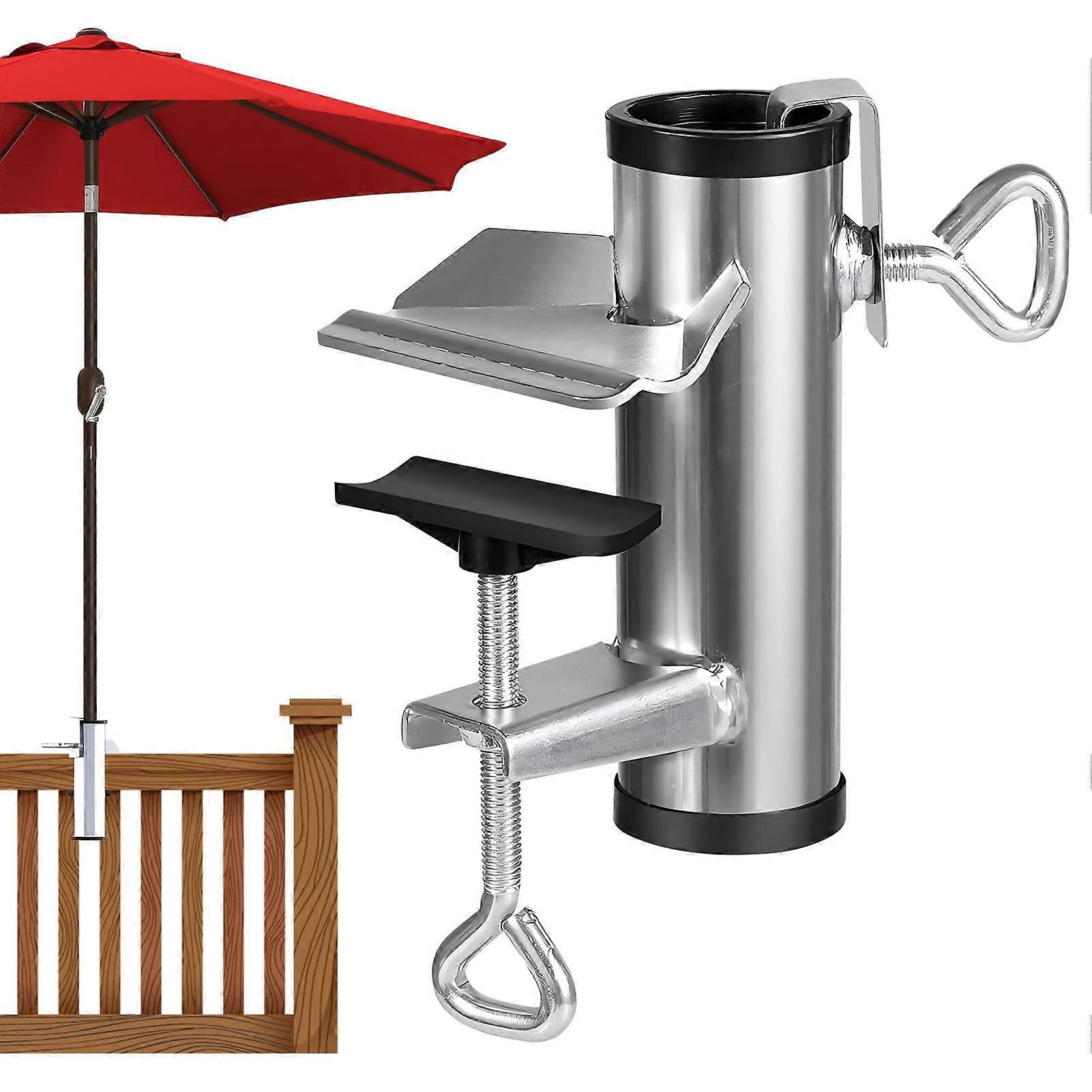 Parasol Holder Balcony Railing, 1.93.8 cm Compatible, Clamping up to 5 cm (Silver)