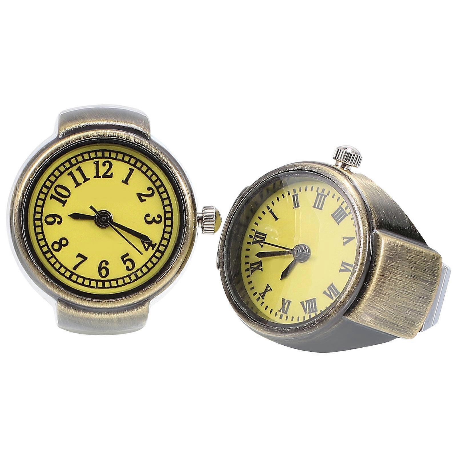 2pcs Retro Finger Watches Unique Design Ring Watches for Women and Men