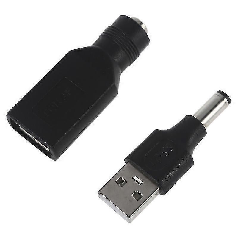 2025 2Pcs 5V USB 2.0 Male/Female to 5.5x2.1mm Female/Male Connector Adapter Convertor