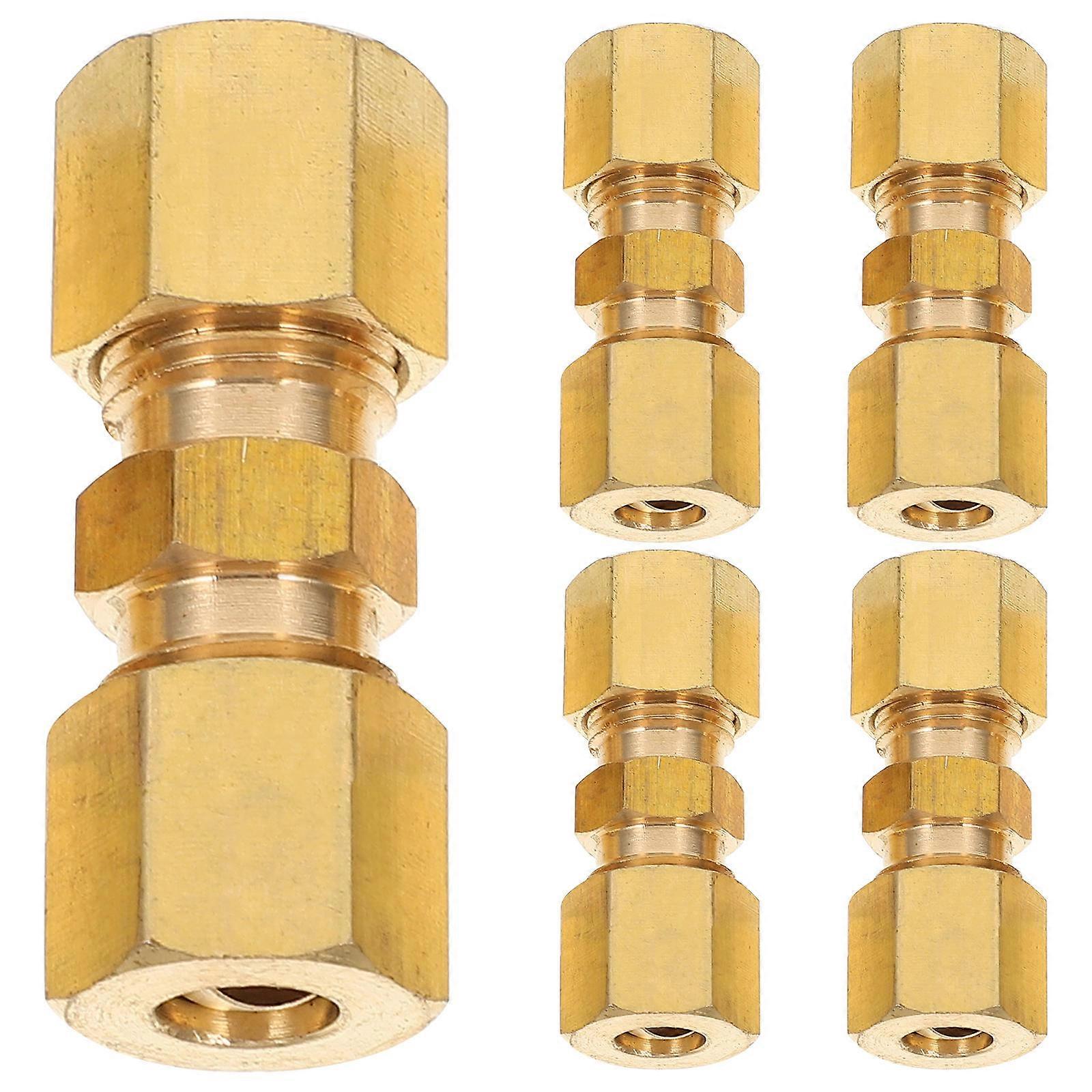 Compression Union Fittings Copper Tube Connector Fitting Machine Parts Various Pipe Connections Golden 3.30X1.20X1.20cm Sealing 5Pcs