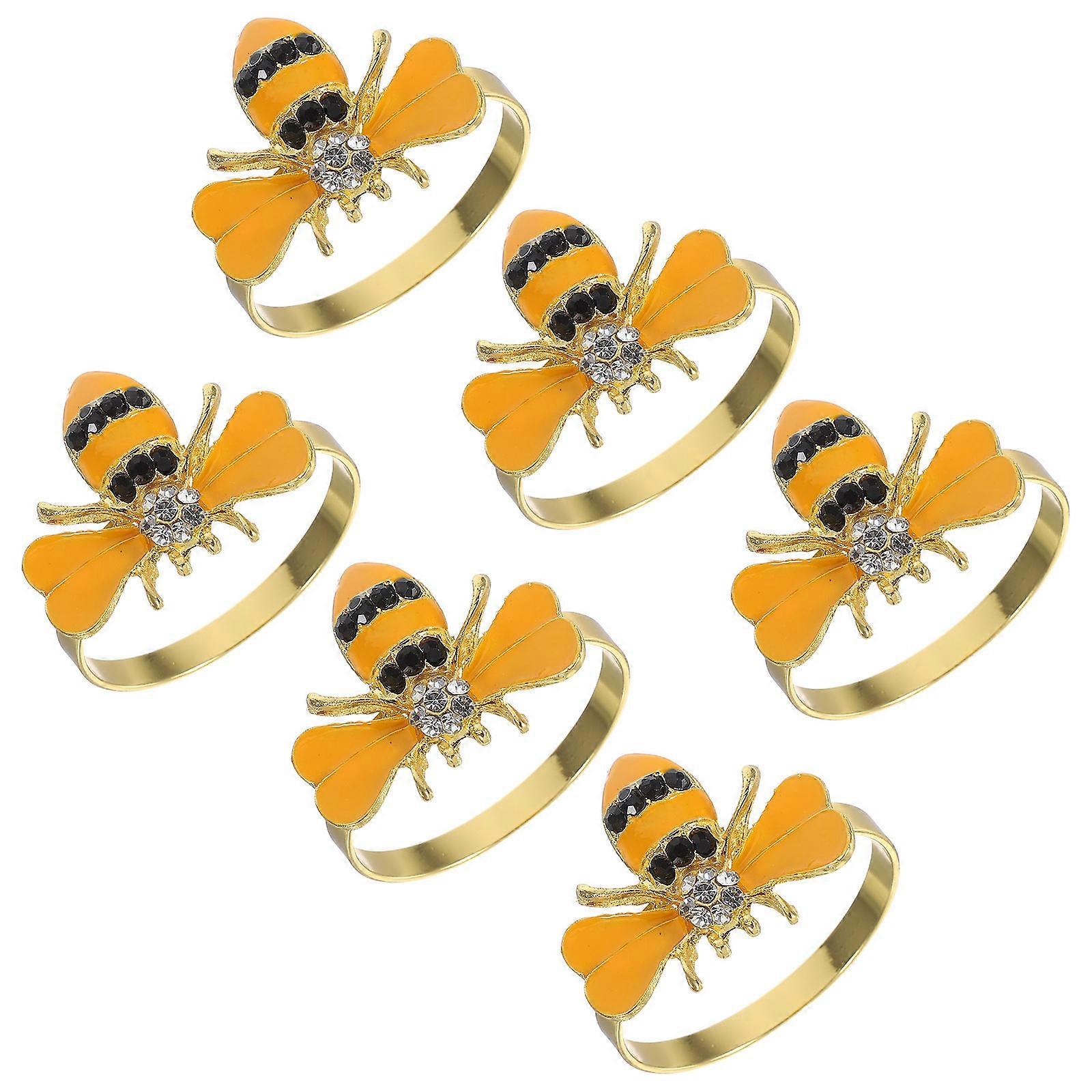 Gold Bee Napkin Clasps   6pcs Alloy Serviette Holders with Realistic Honeybee Design for Wedding, Party, and Dinner Table Decor