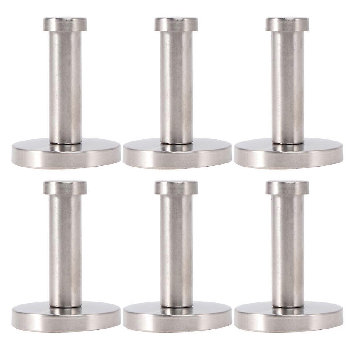 Coat Hooks Stainless Steel Clothes Hook Multi Functional Wall Mounting Silver 6Pcs