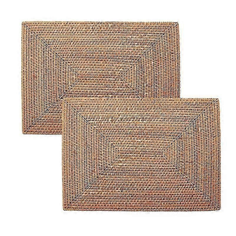 2 Pcs Table Mats Non Slip Rattan Placemats Dining Table Heat Resistant Woven Place Mats Insulation
