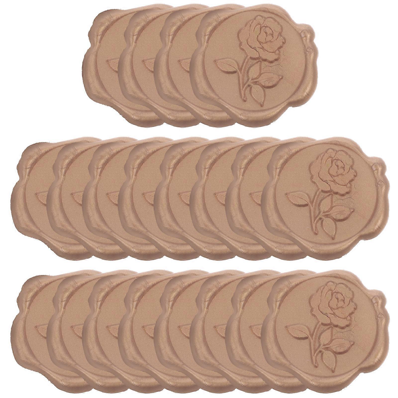 Wax Sticker Seals Labels Self-Adhesive Decorative Round Engraved Design For Envelope Card Invitation 25Pcs