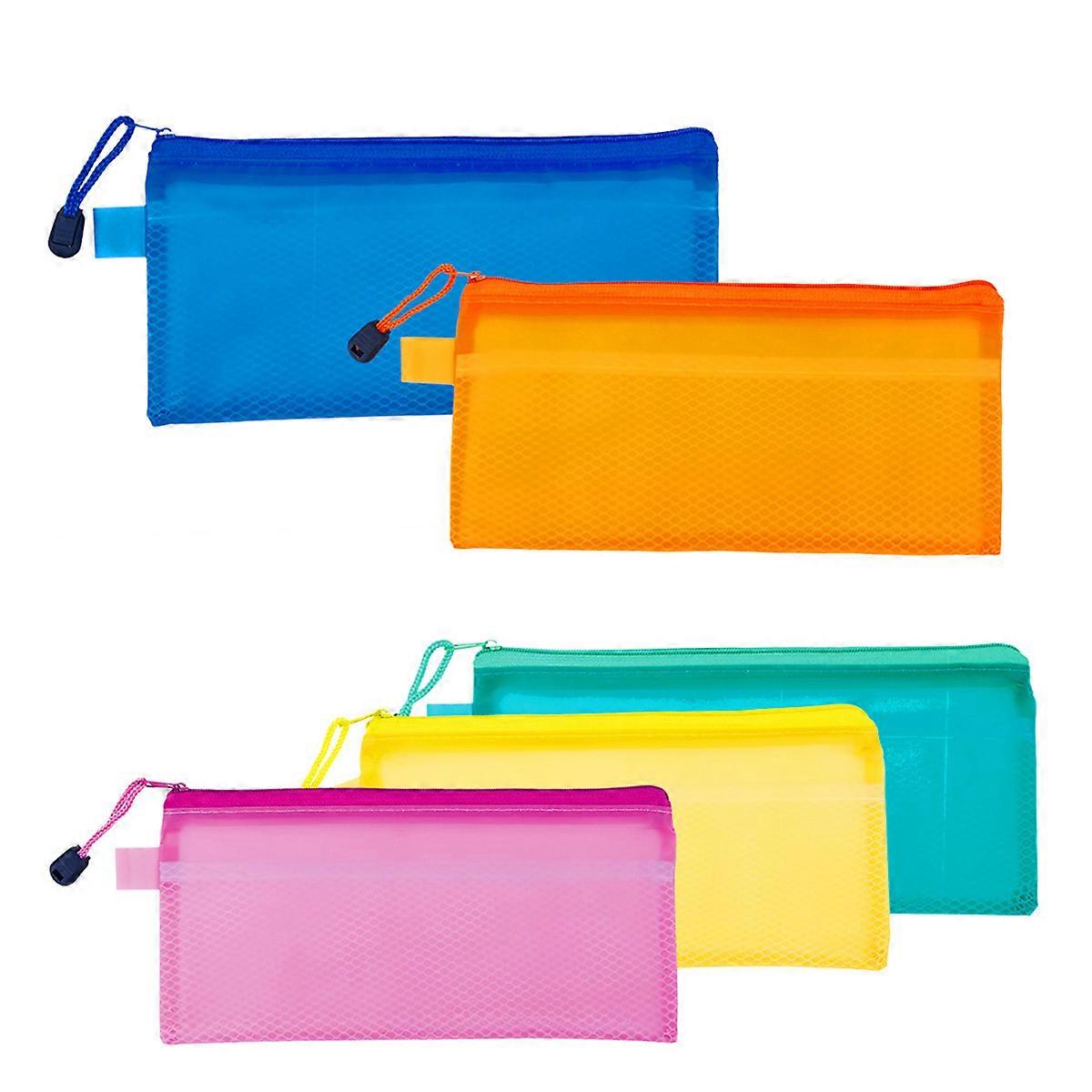 School Pencil Pouch A6 Waterproof Portable Mesh Design Simple Style Document Folder 12Pcs