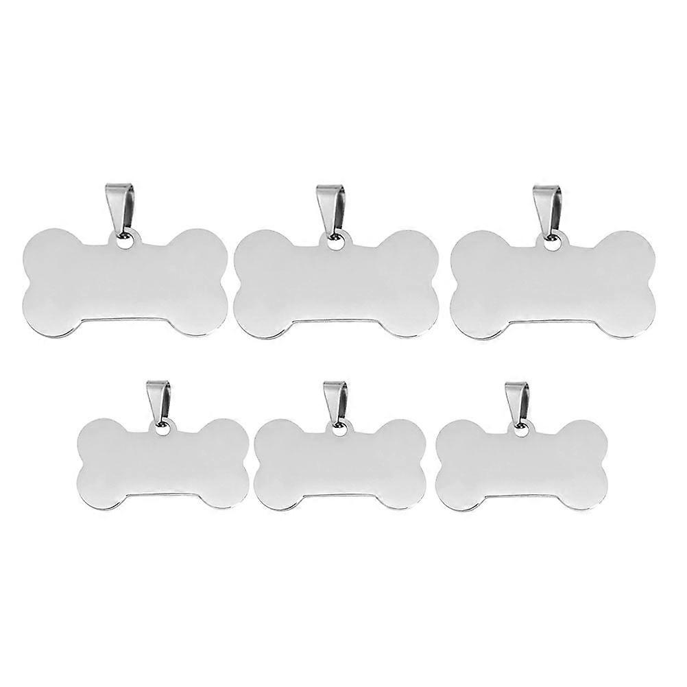 DIY Blank Stamping Tags for Pet ID and Crafts Stainless Steel Silver with Hanging Ring 6 Pieces