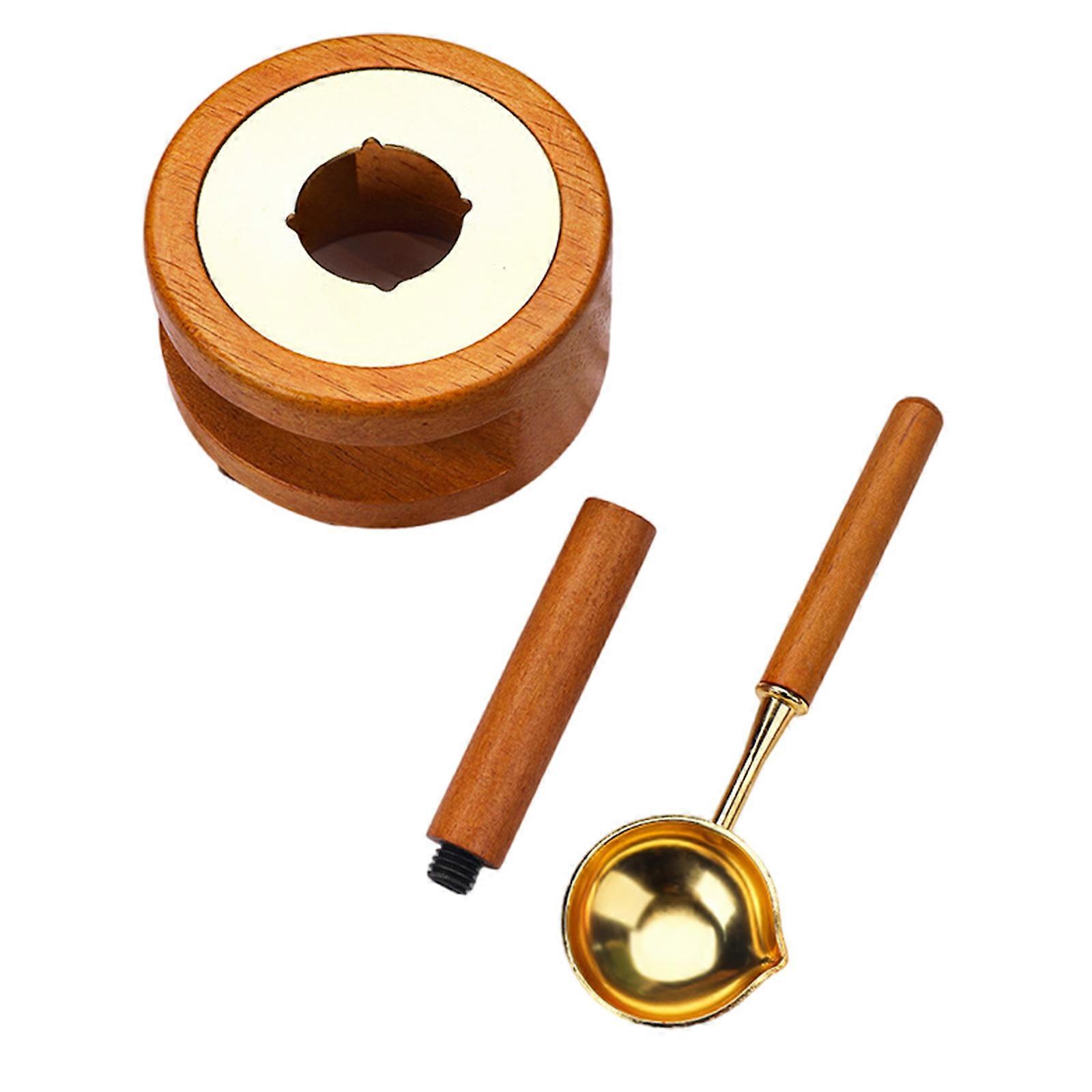 3 Pcs Wax Seal Warmer Melting Set Wax Heating Pot with Wax Seal Stamp Handle Melting Spoon for Stamp Sealing