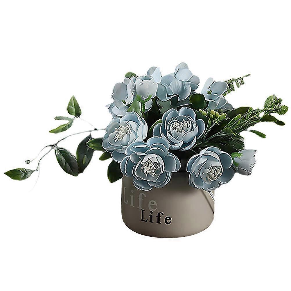 Artificial Hydrangea Bouquet Simulation Flower Crafts Decorative Home Indoor Decoration 15X15CM 8CM Height Silk Cloth Ceramic 1Pcs