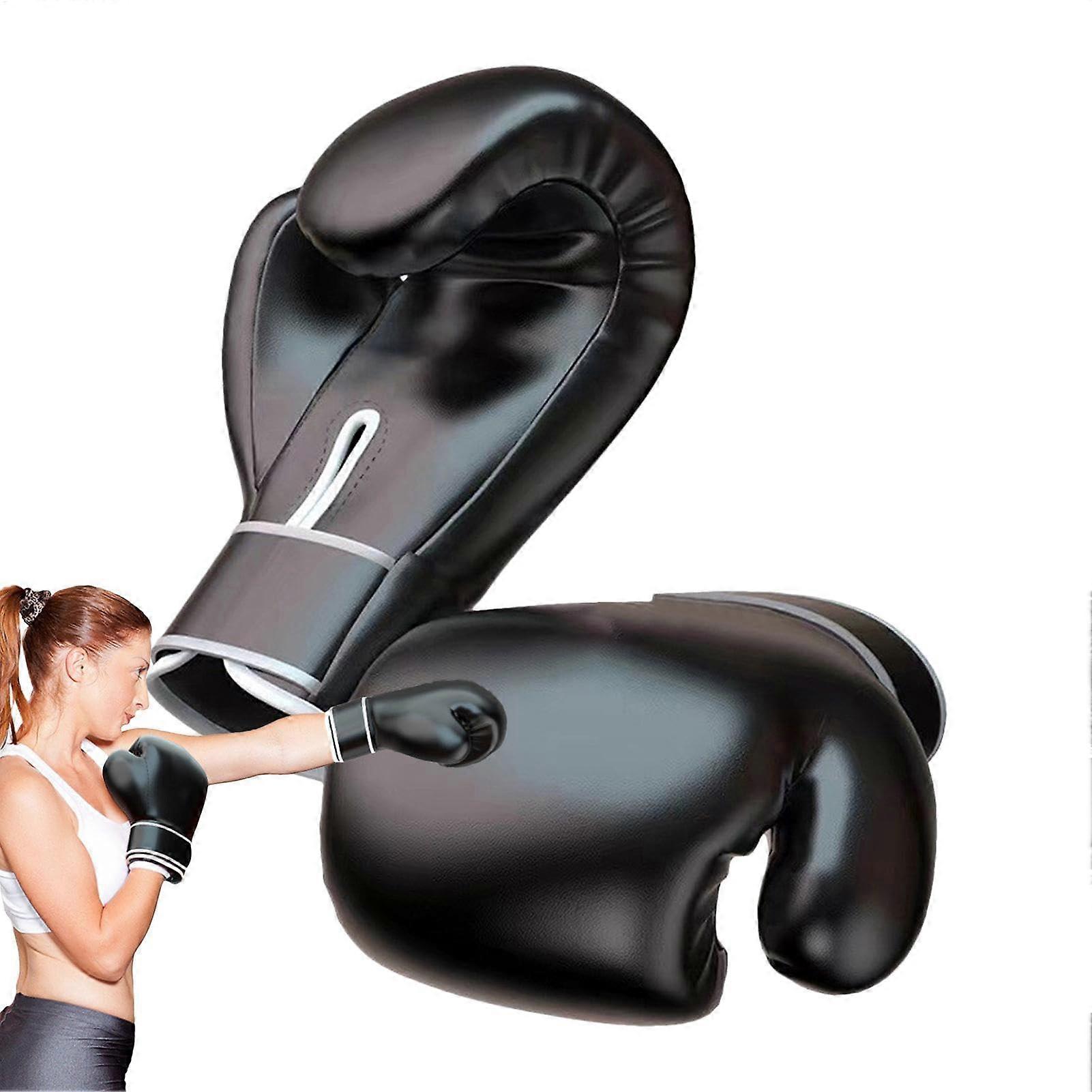 Vollfinger Boxhandschuhe 284g Schwarz für Boxen Kickboxen Sparring Leichtgewicht Vollfinger Design